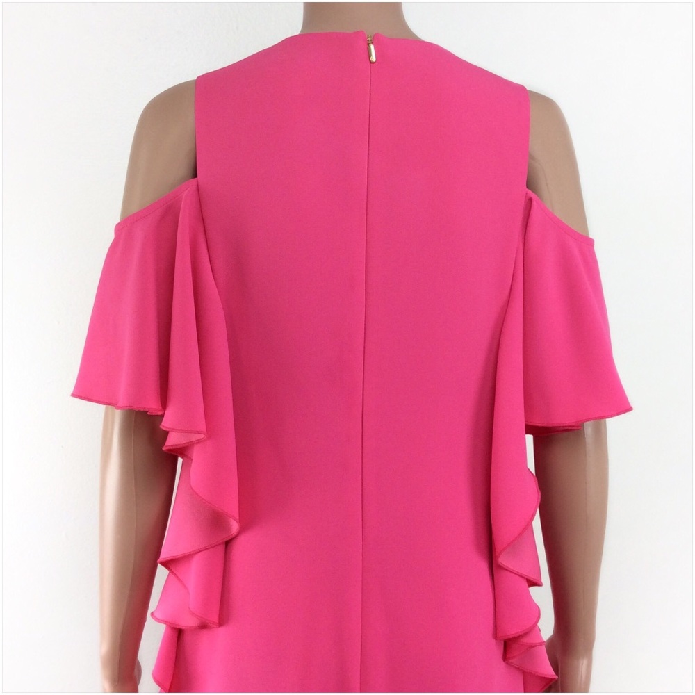 Bright Pink Shift Ruffled Shift Dress Size 4 - Picture 6 of 8
